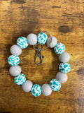 Silicone Wristlet - Teal Cow & Gray: BPA FREE