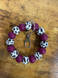 Silicone Wristlet- Cow & Wine Red: BPA FREE