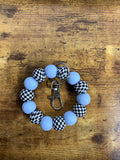 Silicone Wristlet - Checkered & Baby Blue: BPA FREE