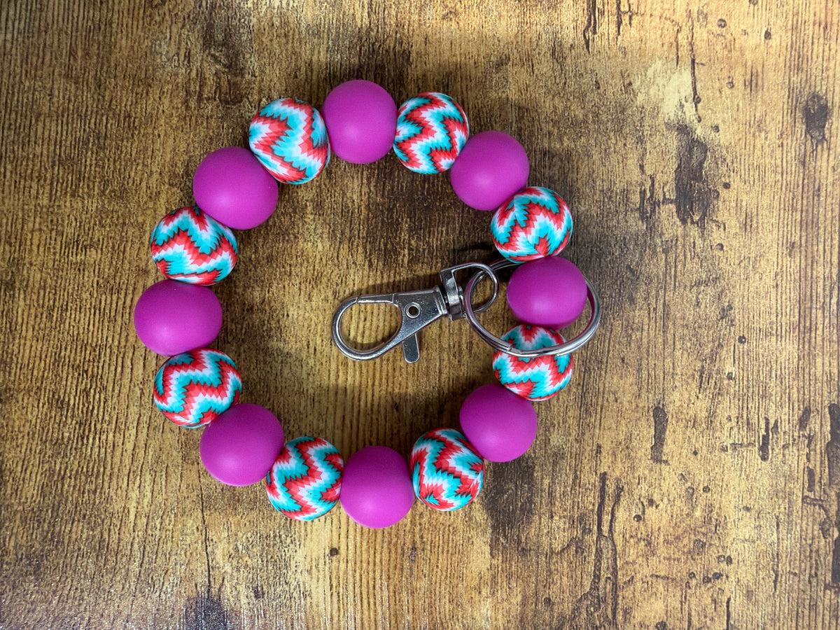Silicone Wristlet - Magenta & Chevron: BPA FREE