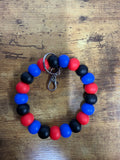 Silicone Wristlet- Red, Blue & Black: BPA FREE