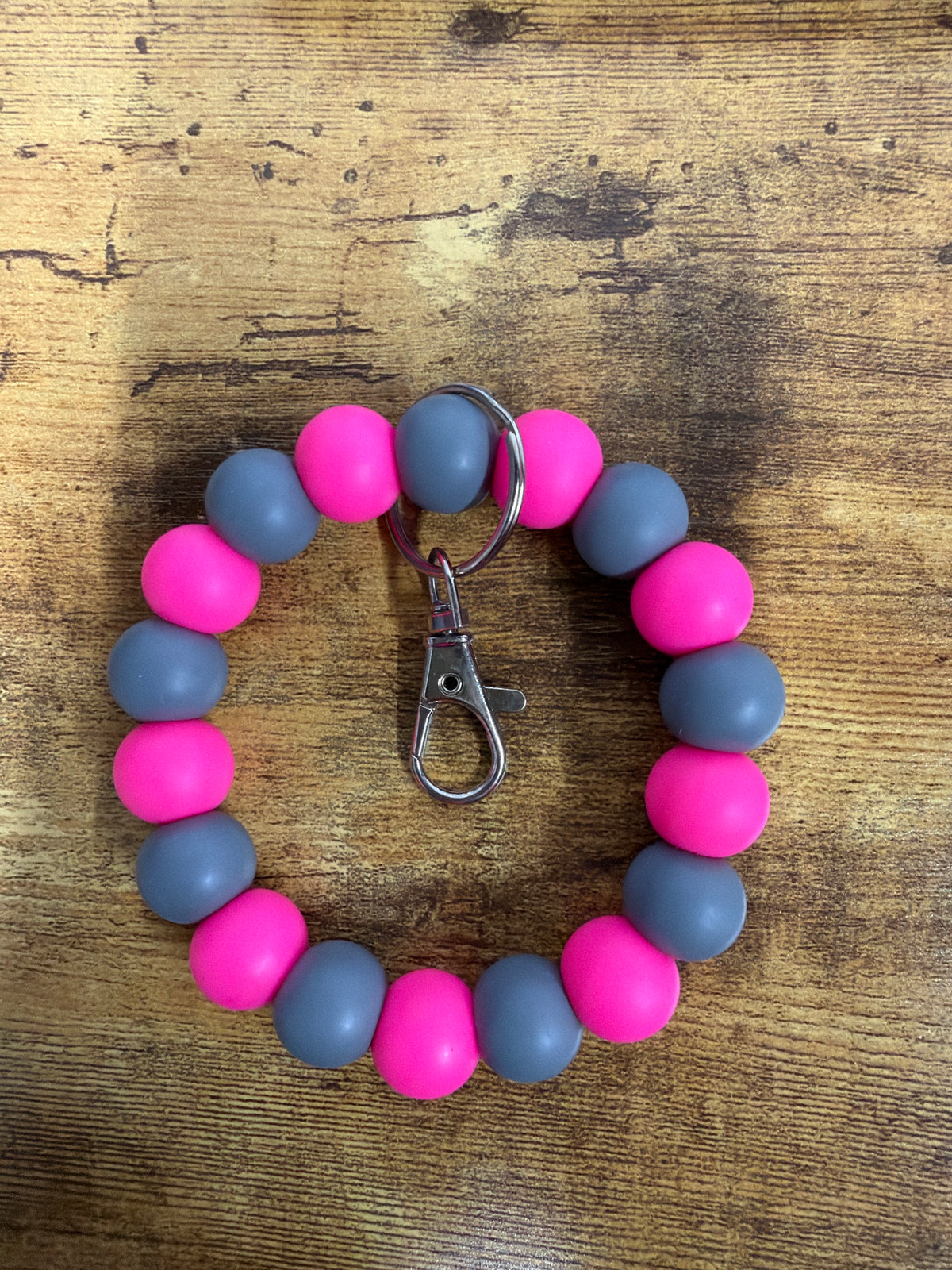 Silicone Wristlet- Pink & Gray: BPA FREE