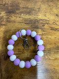 Silicone Wristlet- Purple & White: BPA FREE