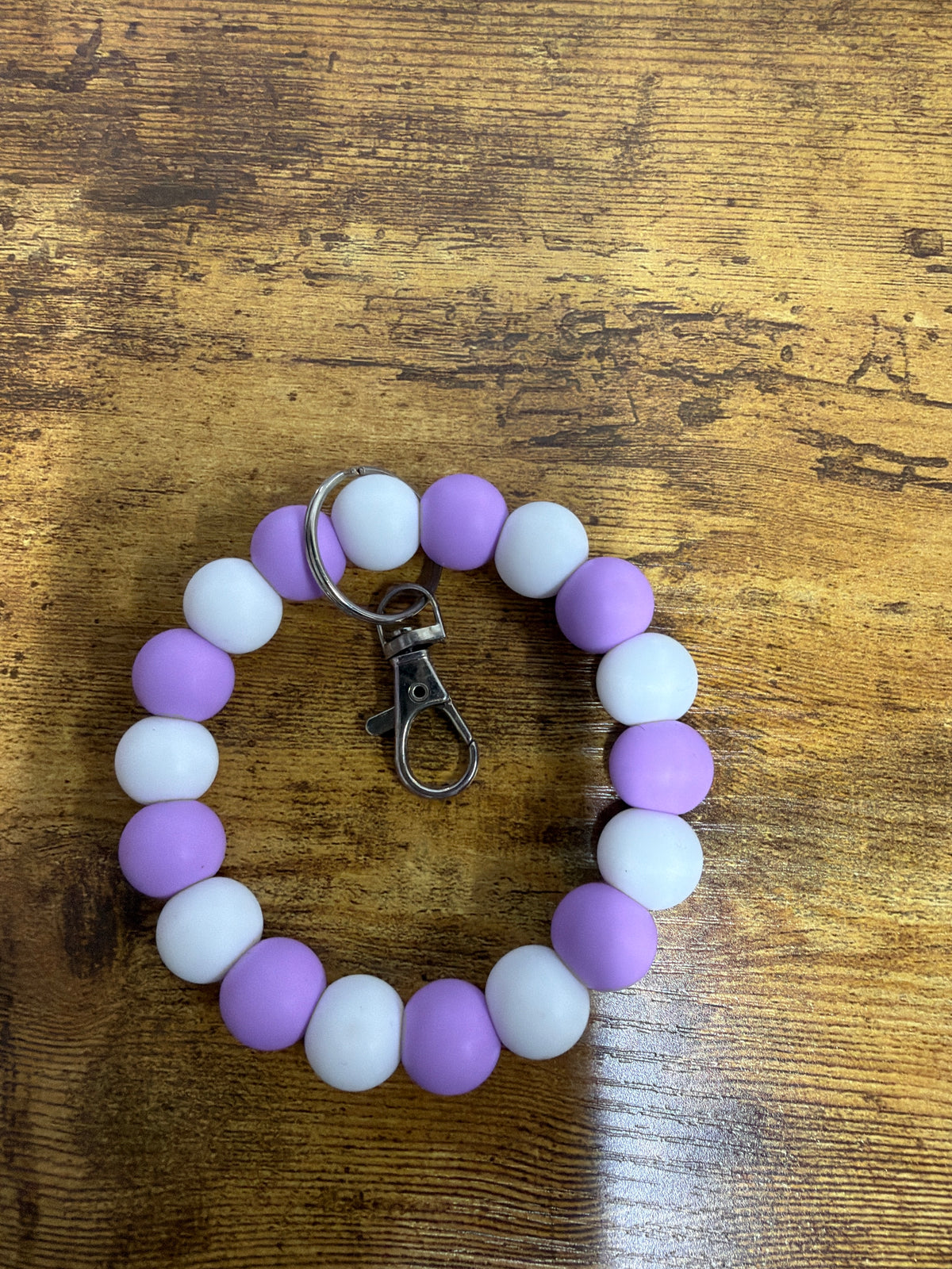 Silicone Wristlet- Purple & White: BPA FREE
