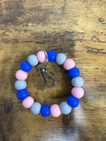 Silicone Wristlet- Gray, Pink & Blue: BPA FREE
